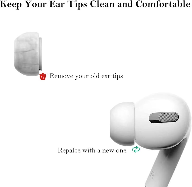 Vsagier 4 Pairs Replacement Ear Tips for AirPods Pro and AirPods Pro 2 with Noise Reduction Hole, Non-Slip Soft Silicone Ear Tips for AirPods Pro and Fit in The Charging Case(XS/S/M/L) - Image 4